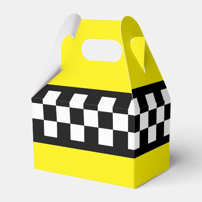 Taxi Check Stripe Pattern Favour Box (Front Side)