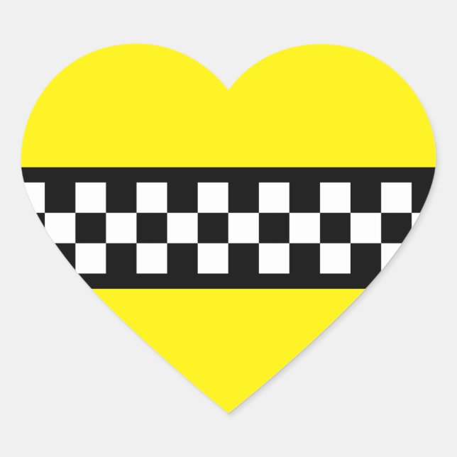 Taxi Check Stripe Pattern Heart Sticker (Front)