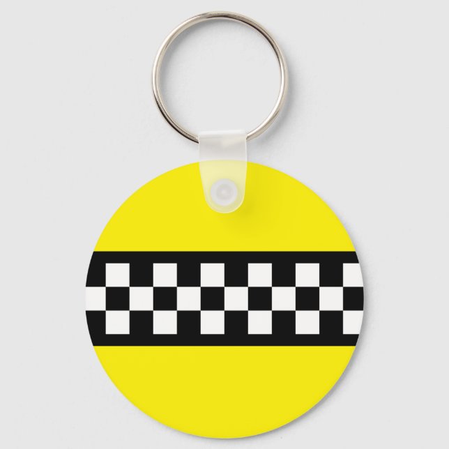 Taxi Check Stripe Pattern Key Ring (Front)