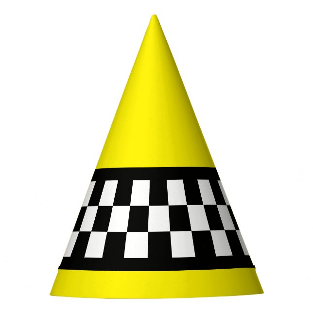 Taxi Check Stripe Pattern Party Hat (Front)