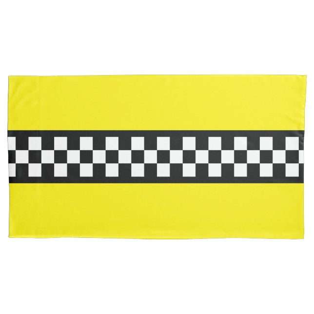 Taxi Check Stripe Pattern Pillowcase (Front-Left)