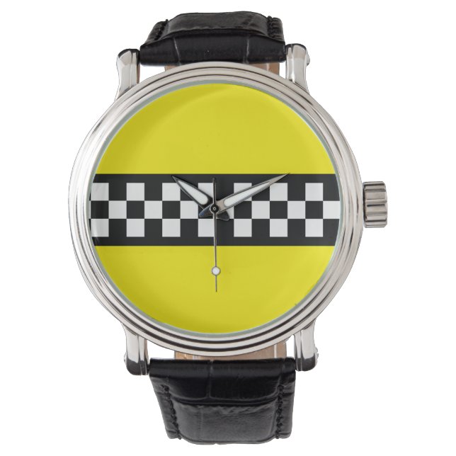 Taxi Check Stripe Pattern Watch (Front)
