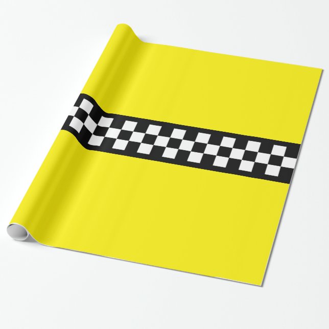 Taxi Check Stripe Pattern Wrapping Paper (Unrolled)
