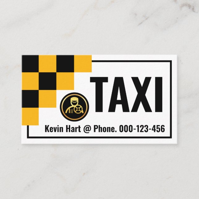 Taxi Checked Boxes Cab Driver Business Card (Front)
