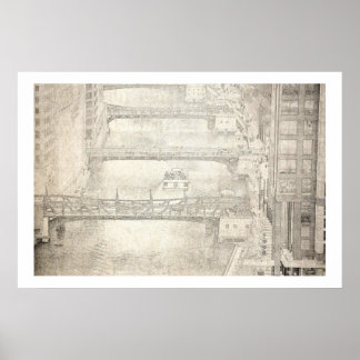 Taxi Down The Chicago River Poster