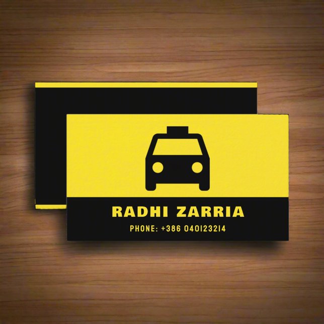  Taxi Driver Black & Yellow Processional Logo  Business Card (Creator Uploaded)