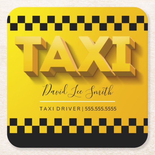 Taxi Driver / Cab Service Square Paper Coaster (Front)
