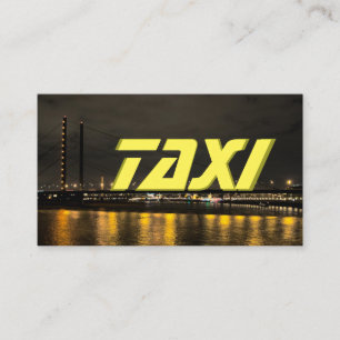 Taxi driver cabdriver city street lights at night business card