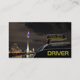 Taxi driver cabdriver city street lights at night business card