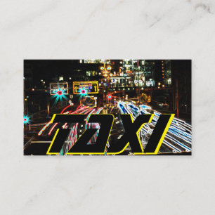 Taxi driver cabdriver city street lights at night  business card
