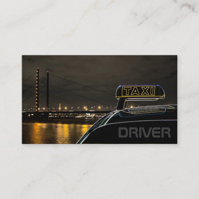 Taxi driver cabdriver city street lights at night business card (Front)