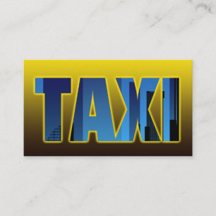 Taxi driver cabdriver yellow taxi blue cityskyline business card