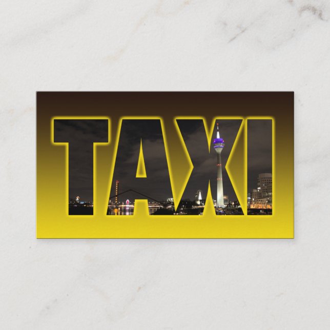 Taxi driver cabdriver yellow taxi neon city lights business card (Front)