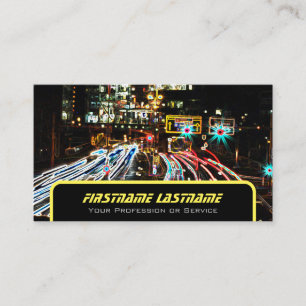 Taxi driver cabdriver yellow taxi neon city lights business card