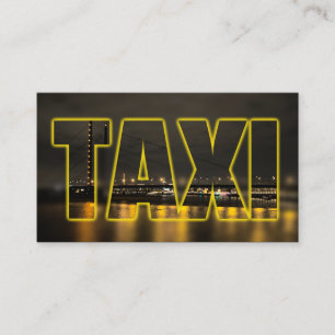 Taxi driver cabdriver yellow taxi neon city lights business card