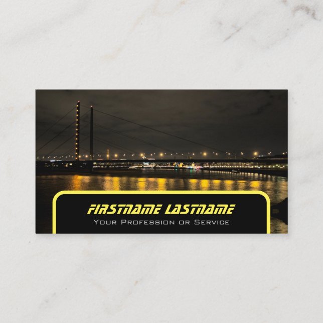 Taxi driver cabdriver yellow taxi neon city lights business card (Front)