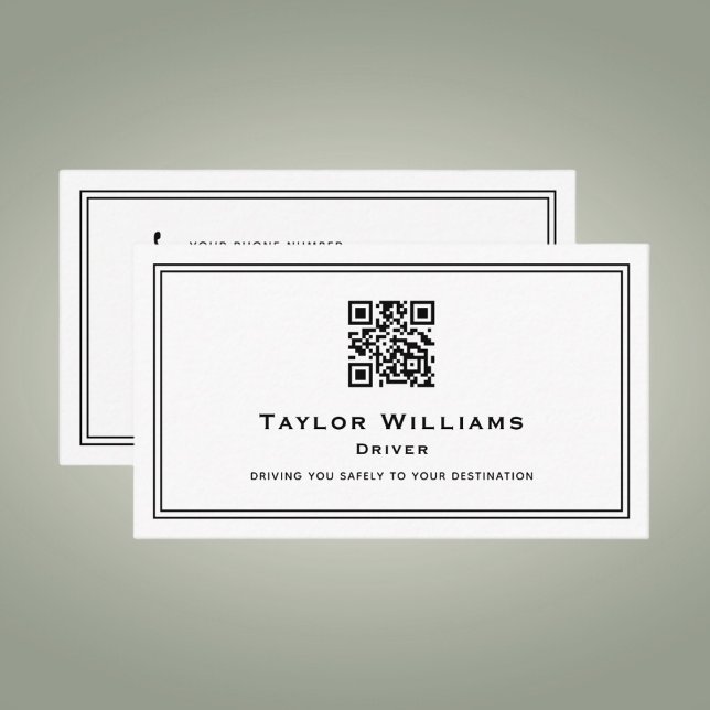 Taxi Driver Chauffeur Airport Service Black White Business Card (Creator Uploaded)