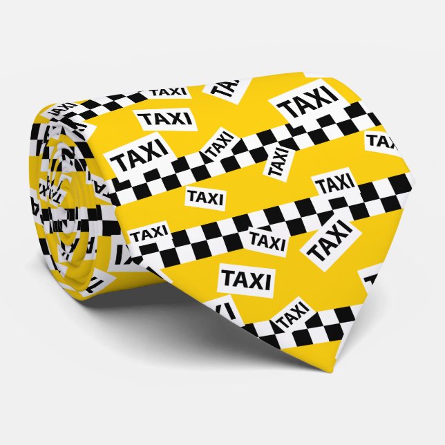 Taxi Driver New York Yellow Cab Chequerboard Fun Tie (Rolled)