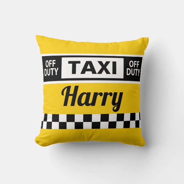 Taxi Driver Retirement Gift Fun Yellow Cab Cushion (Front)