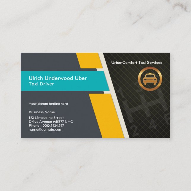 Taxi Driver's Gear Shift Simple Creative Taxi Cab Business Card (Front)