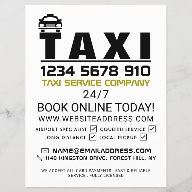 Taxi Firm Logo, Taxi Cab Firm with Price List Flyer (Front)