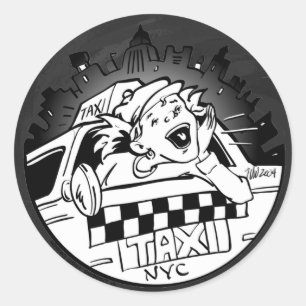 Taxi Girl Classic Round Sticker