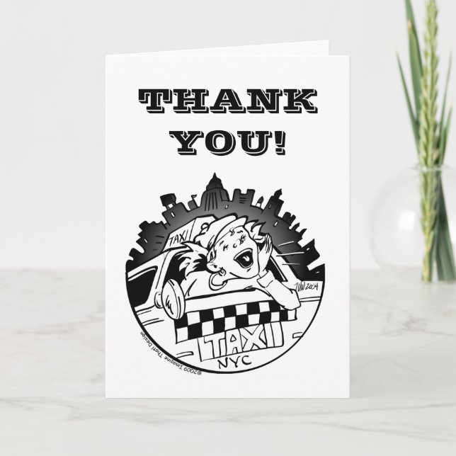 Taxi Girl Thank You Shout Out Cards (Front)