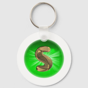 TAXI Gold Monogram S Green light Key Ring