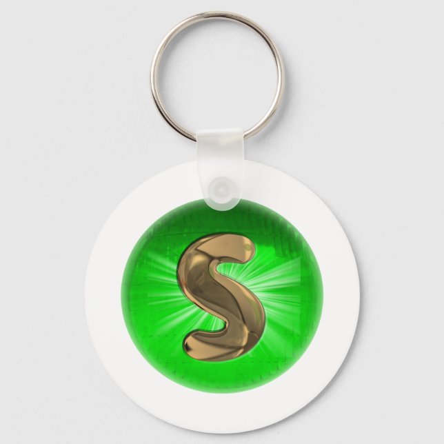 TAXI Gold Monogram S Green light Key Ring (Front)