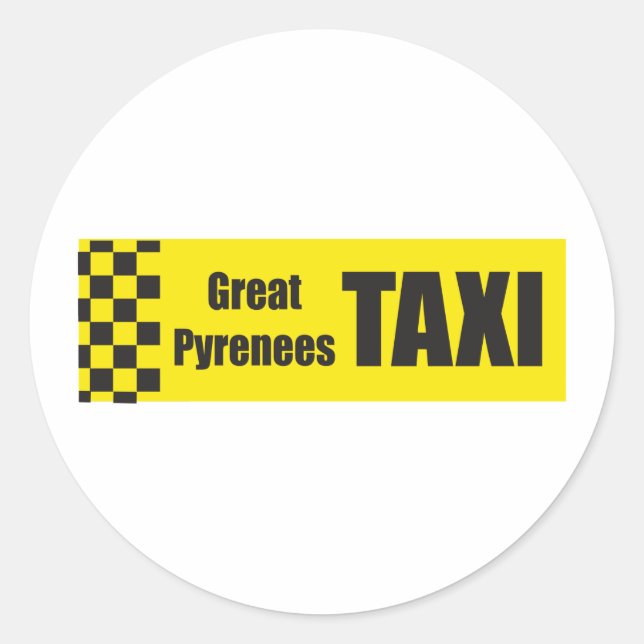 Taxi Great Pyrenees Classic Round Sticker (Front)