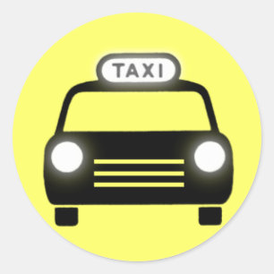 Taxi in Black & White Classic Round Sticker