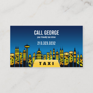 Taxi in City at Night Business Card