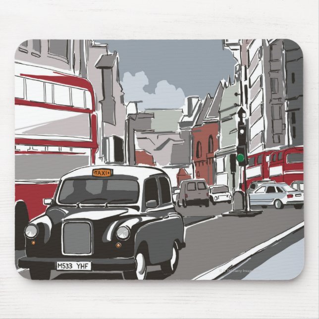 Taxi in London Mouse Mat (Front)