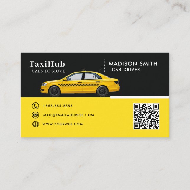 Taxi modern minimalist business card (Front)