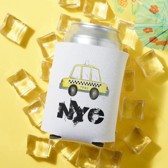 Taxi NYC Yellow New York City Chequered Cab Car Can Cooler (In Situ Summer)