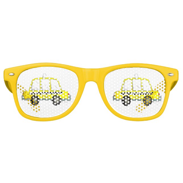 Taxi NYC Yellow New York City Chequered Cab Car Retro Sunglasses (Front)