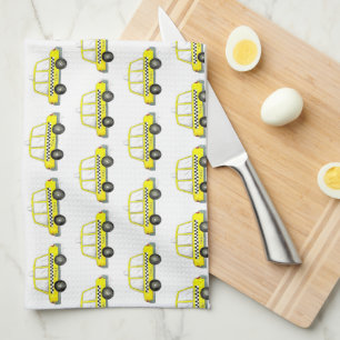 Taxi NYC Yellow New York City Chequered Cab Car Tea Towel