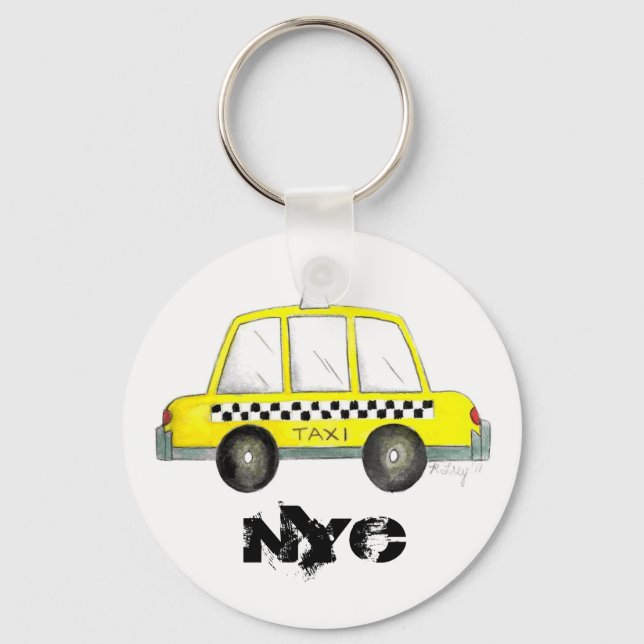 Taxi NYC Yellow New York City Chequered Cab Gift Key Ring (Front)