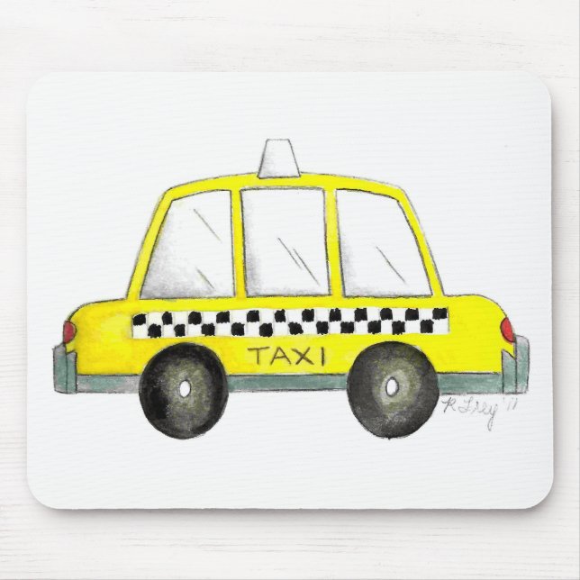 Taxi NYC Yellow New York City Chequered Cab Gift Mouse Mat (Front)