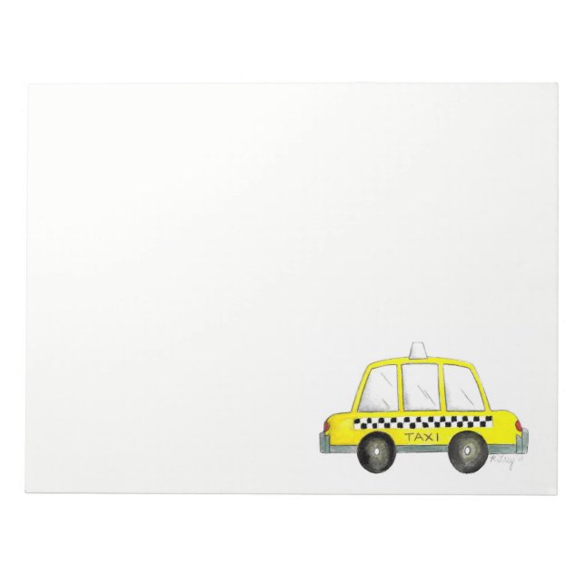 Taxi NYC Yellow New York City Chequered Cab Gift Notepad (Front)