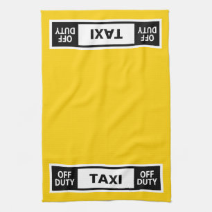 Taxi Off Duty Yellow Tea Towel