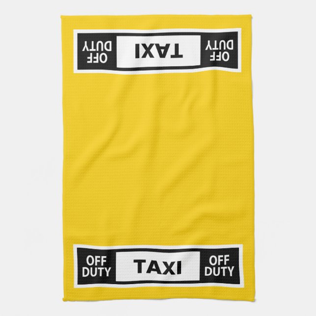 Taxi Off Duty Yellow Tea Towel (Vertical)