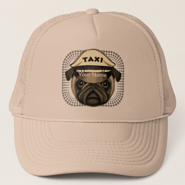 Taxi Pug  Trucker Hat (Front)