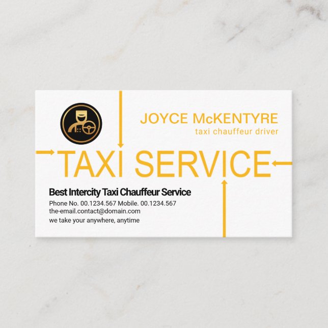 Taxi Service Arrow Routes Designated Driver Business Card (Front)