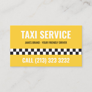 Taxi Service Cab Driver Black and White Pattern Business Card