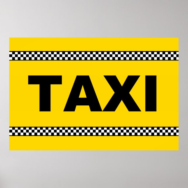 TAXI Sign POSTER Classic Yellow Black and White (Front)