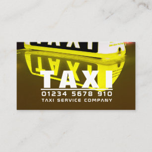 Taxi Sign Reflection, Taxi Cab Firm, Price List Business Card