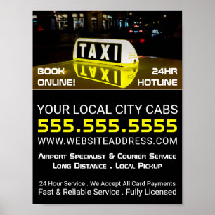 Taxi Sign, Taxi Cab Firm Advertising Poster
