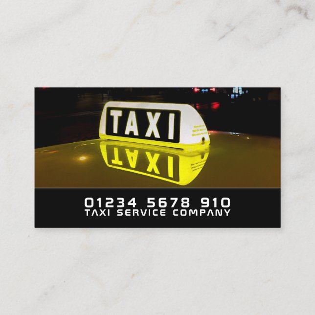 Taxi Sign, Taxi Cab Firm, Price List Business Card (Front)