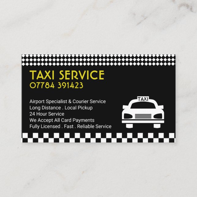 Taxi Station/Driver, Price List Business Card (Front)